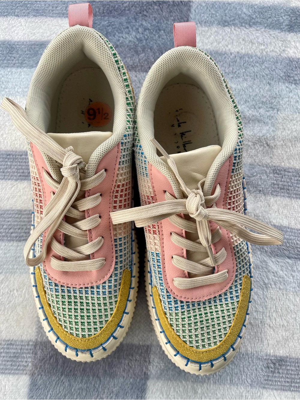Gently loved Nicole Miller mixed media sneakers